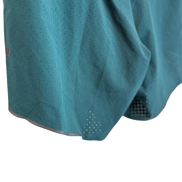 Lululemon Running Shorts Teal Perforated Zip Pocket Mens Size Small Running Gym - Picture 6 of 16
